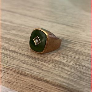 10k Jade Ring with Diamond size 8.5